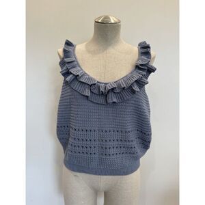 7 for All Mankind NWT Crochet Tank in Denim Blue Size L